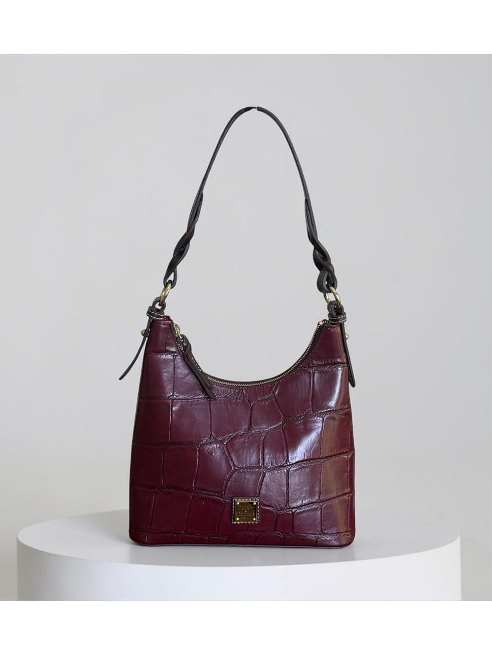 Dooney & Bourke Women’s Croc-Embossed Leather Burgundy Shoulder Hobo Bag!